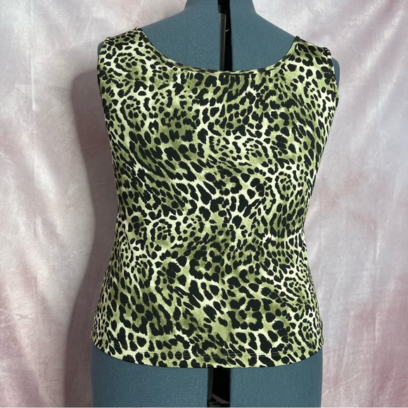 Green Leopard Print Layering Tank Top Size XL - Picture 2 of 6